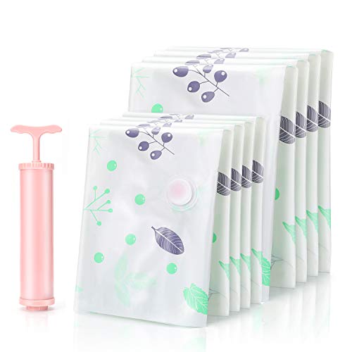 TSYMO 8 Sacs Housse de Rangement sous Vide Aspirateur avec Pompe à Vide - Sac de Compression Voyage Couette, 4 Sacs de 80x60 cm + 4 Sacs de 40x60 cm, Rangement du Vêtement, Literie, Oreillers