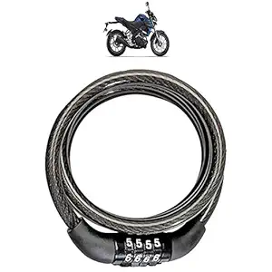 KANDID Heavy Material Cable Lock/Helmet Lock/Bike Lock/Number Lock with 2 Key for Yamaha MT 15_(Black)