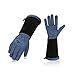 Price comparison product image Vgo Synthetic Leather Long Sleeves Gauntlet Rose Pruning Garden Gloves (1 Pair, Size 10/XL, Blue, SL6592)