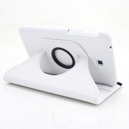 gada – Samsung Galaxy Tab 3 P3200 P3210 P3220 360° drehbare Leder-Imitat Tasche mit praktischer Standfunktion in schickem Weiß inkl. kostenloser Displayfolie und Touch Pen - 5