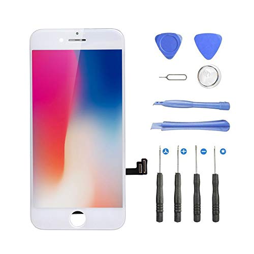 arekeke Pantalla Táctil para iPhone 7, LCD Pantalla Táctil con Marco de Digitalización Asamblea Pantalla de Recambio para iPhone 7-Blanco