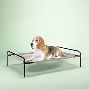 Zinus Elevated Metal Framed Comfort Pet Bed Medium in Grey