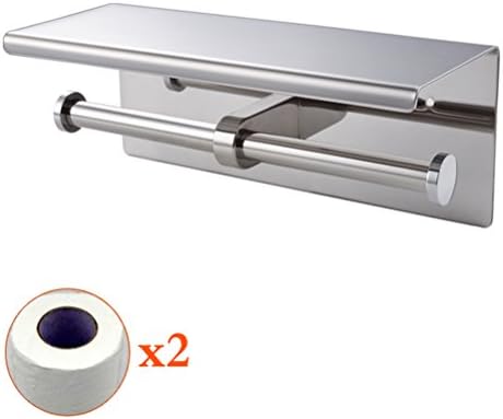 SUS 304 Stainless Steel Double Roll Toilet Paper Holder Storage Bathroom Kitchen Dual Paper Towel Dispenser Tissue Roll Hanger Wall Mount, Polished Finish