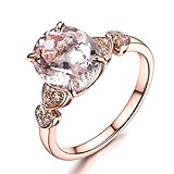 AnazoZ FINERING 18k Gold Damen-Ring Echt Morganit 2.39 Karat Diamant Trauringe Eheringe Hochzeit Verlobung für Frauen Ringgr. 48 (15.3) Ringschmuck