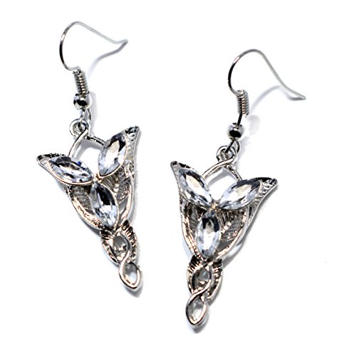 Beaux Bijoux El Señor de los Anillos Hobbit Juego de Pendientes de Piedra de Elfo The Noble Collection Collar Plateado Pantalones de Deporte para Mujer Moda Regalo For Her esdla