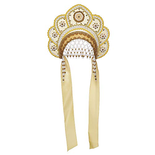Preisvergleich Produktbild danila-souvenirs Russisch Traditionelles Volkskostüm - Kopfschmuck Kokoshnik Helena Gold Farbe #791