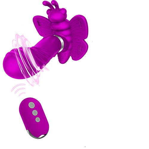 Silicone Rabbit Vibrators Sex Toys for Women Wireless Remote Control Heating G Spot Clitoris Stimulator Butterfly,Purple