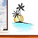 Produktbild Wall Decal Decorative Tropical Paradise Island Sunset With Palm Trees Mural Art Transfer Art Sticker Home Vinyl Murals