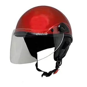 Anokhe Collections ABS Polycarbonate Shell EDGE Scooty Helmet with Extended Face Protection Visor with Lock Slot for Men and Women (Wine Red, Large)