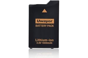 Uwayor Batterie 1600Amh pour PSP 3000/2000, PSP Slim 2000, PSP-S110, PSP-3001, PSP-3000, PSP-3002, PSP-3004, PSP-2001, PSP Slim Console