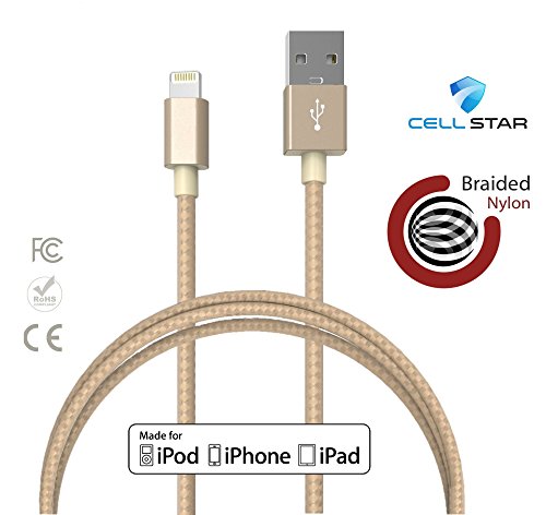 Apple Lightning Kabel Apple Ladekabel Micro USB [Apple MFI zertifiziert]CELL STAR Lightning Kabel Ladekabel 3ft 1m USB 2.0 Smartphones Datenkabel A 8 Pin iPhone 6s 6 Plus 6 5s iPad Air mini iPod touch 5 iPod nano 7 Charging Cable GOLD