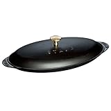 Staub 1332125 - Fuente ovalada para pescado con tapa, color negro mate, tamaño 31 cm