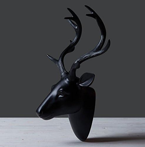 Decoured Nordic Style Animal Head Pendant Wall Mural Creative Wall Decor Series Black And White Deer Head Hanging,Black