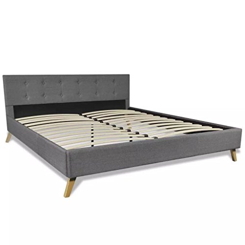 vidaXL Estructura de Cama de Matrimonio Madera Tapicería Tela Gris 200x160cm