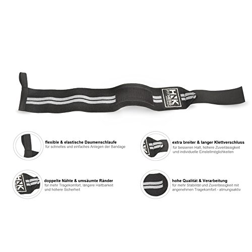 Handgelenkbandage [2er Set] Wrist Wraps 45cm – Profi Bandagen extra stark für mehr Halt beim Fitness, Kraftsport, Gewichtheben, Bodybuilding,Powerlifting & Crossfit – Handgelenkstütze für Frauen & Männer geeignet - 5