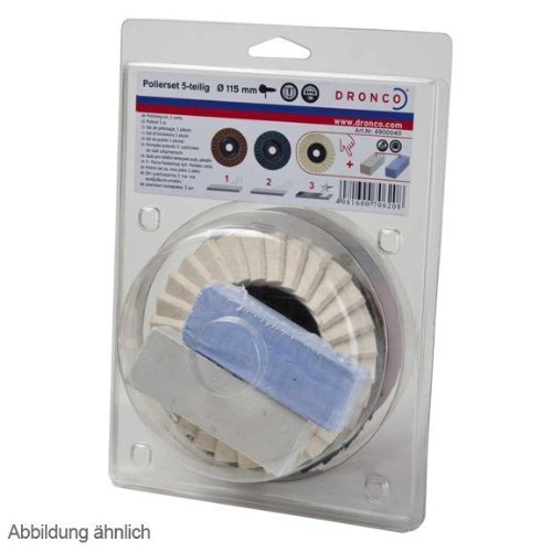Glanz - Polierset 125mm für Winkelschleifer , 3 Polierscheiben mit 2x Paste , Fächerscheibe