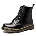 Produktbild ukStore Damen Stiefel Derby Wasserdicht Kurz Stiefeletten Winter Herren Worker Boots Profilsohle Schnürschuhe Schlupfstiefel,Warm gefüttert/Glatt Schwarz 39 EU, Herstellergröße 250/1.5