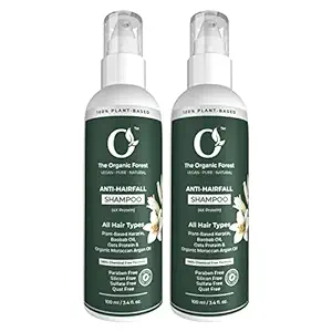 Organic Forest 100% Chemical-Free Anti Hairfall & Hair Growth Shampoo for Men & Women | Hair Fall Control Shampoo | Organic Actives, Plant-Based Keratin for Stronger Hair | (Pack of 2)