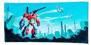 Cotfab Cool Robot Kids 100% Cotton Bath Towel (Premium Print, 400 GSM, 50 x 100 cm, Multicolour, Ages 2 to 5, 1 Piece) by Urban Towel Co