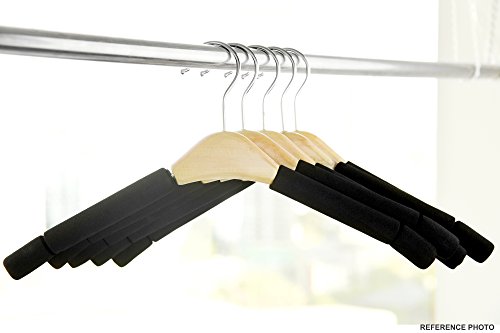 FiveSeasonStuff® Prämie Qualität Packung mit 5 Hochwertigen Kleiderbügeln Samak Baum Massivholzkleiderbügel / Kleiderbügel / Kleiderbügel, aus Holz / mit Anti-Rutschfestem Seiten Schulter Schaum HJ10 (5 x Massiv Natürliche Holz Kleiderbügel (Schwarz Anti-Rutsch-Schaum)) - 2