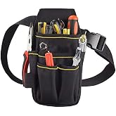 Bwnbvios Canvas Tool Bag with Adjustable Nylon Belt, Heavy Duty Professional Tool Bag for Electricians, Technicians, Black