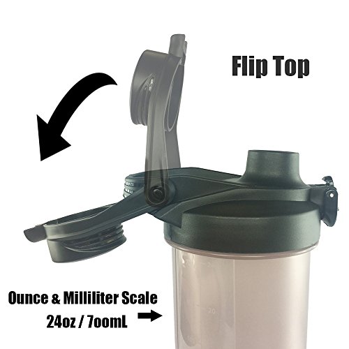 Blenderbottle, Sportflasche Trinkflasche mit Blenderball, Knopf-Design Klippverschluss & Schraubverschluss zur Dicht, Mixer für Sport, Büro und Alltag, 700ml/24oz - 4