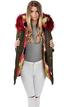 Freshlions Damen Winter Parka Khaki mit (herausnehmbarer) XXL Fellblende aus Kunstfell in verschiedenen Größen