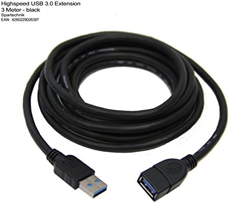 3M USB 3.0 high speed extension cable to extend your USB cable for Lightning, photography, data transfer, Samsung, Apple …. extension Adapter Cable A to A USB 3 with 3 Meter lenght - black