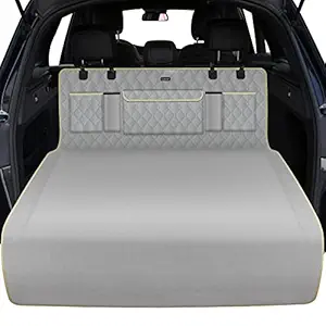 Lassie SUV Cargo Liner for Dogs Waterproof Mat with Storage Bags,SUV Trunk Organizer for Fold Down Seats with Bumper Flap Protector,SUV Dog Cover for Cargo Area, Pet Seat Covers for SUV, Truck, CRV