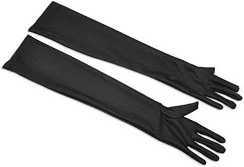Women's 22 Inch Classic Adult Size Opera Length Satin Gloves (Black)