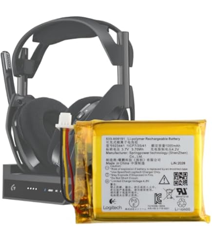 Batteria Aousavo 533-000191 1500mAh Per Cuffie Astro A50 Wireless – Ricambio Compatibile Con Ricarica Originale - 3