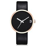  Dragon868 Damen Herren Armbanduhr Einfache Männer Runde Herren Retro Business Lederband Uhr (B)