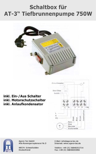 Agora-Tec® AT- 3″ Brunnenpumpe 750W mit 30 m Kabel Edelstahl-Tiefbrunnenpumpe mit max: 10,8 bar, 3200l/h - 8
