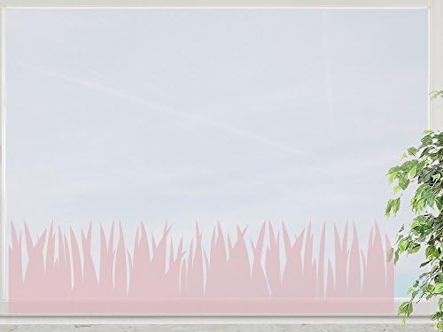 Wandfabrik – Window Sticker 3 Meters Grass Border + 5 Flowers – (HG) rosé - 758