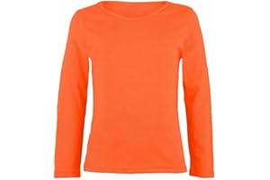 SOUL OF FASHION Girls Boy Kids Plain Basic Long Sleeve Round Neck T-Shirt Stretch School Tee Top Kids Long Sleeve Round Neck T-Shirt Stretch Uniform PE School Tee Top 2-13 Years