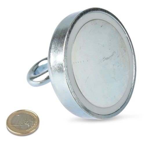 Ösenmagnet Ø 75 mm NEODYM – Zink – hält 160 kg - 2