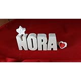 Beton, Steinguss Buchstaben 3 D Deko Schriftzug Namen NORA als Geschenk verpackt! Ein ausgefallenes Geschenk zur Geburt, Taufe, Geburtstag oder auch zu anderen Anlässen.