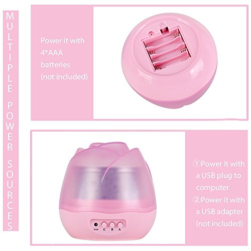 SlowTon Sternenhimmel Projektor, Rosebud Blume Knospen 360 Grad drehbar Star Projektor Rose Nachtlicht Romantische Nacht Lampe Projektion 4 LED Wulst für Haus, Schlafzimmer, Kinder Zimmer, Hochzeit, Geburtstag, Parteien, Rosa - 5