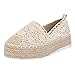 Produktbild YEARNLY Damen Slippers Espadrilles mit Plateauabsatz Spitze Bast Sommer Low Top Flache Ballerina Slipper Geflochtene Sandalen Strandschuhe Flatform Sommerschuhe