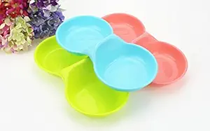 Pets Empire Candy-Colored Plastic Pet Double Bowl 1 Piece - Color May Vary