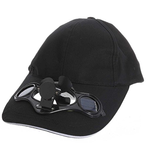 SODIAL(R) NOIR CASQUETTE Chapeau DE SPORT VENTILATEUR ENERGIE SOLAIRE ete Pour Golf Baseball
