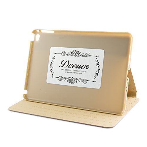 iPad Mini 4 Hülle, DEENOR Colour Series Premium PU Leder Ultra Slim Light Weight Auto aufwachen / Schlaf Funktion Schutzhülle Hülle für Apple iPad Mini 4, Free: Screen Protector + Stylus Pen + Cleaning Cloth. (Golden circles) - 3