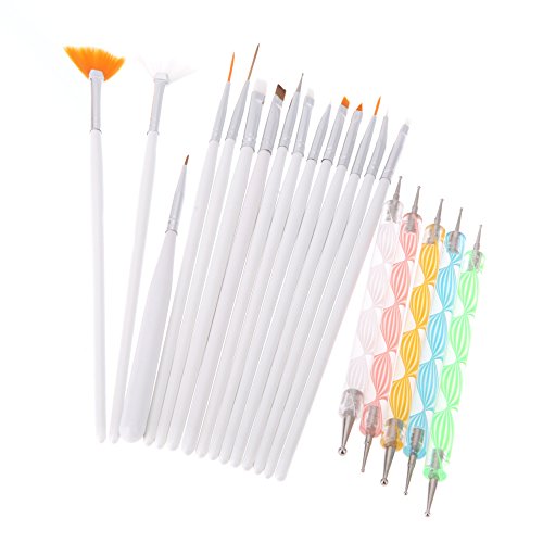 Anself 20pcs Nail Art Design Painting Dotting Detailing Pen Brushes Bundle Tool Kit Set