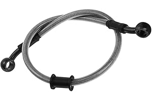 MOCNT 120cm Tuyau d'Huile de Moto et Embrayage, Motocross Acier Tressé, Durite Frein Hydraulique Renforcée, Tuyau de Carburant Flexibles, Tube d'Huile Argent