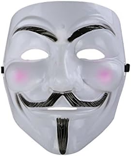 Nicky Guy Fawkes Mask V for Vendetta for Carnival Halloween Carnival Costume Party Plastic White