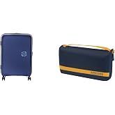 American tourister Soundbox Carry-On Suitcase 55 cm Black with Travel Pillow, Blue (Midnight Navy, Navy/Orange), 67 cm, Folda