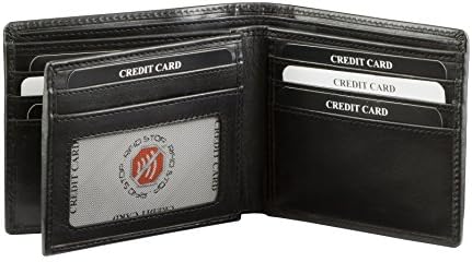 KORUMARFID Blocking Leather Bifold Wallet for 12 Credit Cards + ID Window (Black)