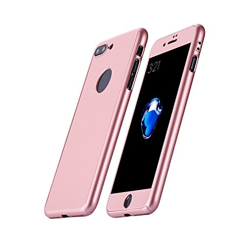 Dreamer-Z Funda de m  vil Iphone7 360 grados paquete s  lido con un agujero para Iphone 7 Oro Rosa