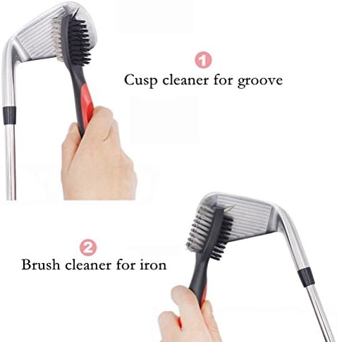 Yupro Golf Brush and Club Groove Cleaner 2 Ft Retractable Zip-line Aluminum Carabiner, Lightweight and Stylish, Ergonomic Design, Easily Attaches to Golf Bag