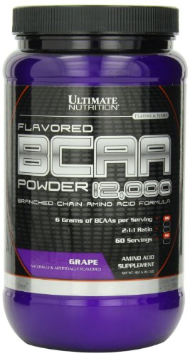 Ultimate Nutrition Flavored BCAA Powder - Caffeine Free with 3g Leucine 1.5g Valine 1.5g Isoleucine - Post Workout Amino Acid Supplement, Grape, 60 Servings